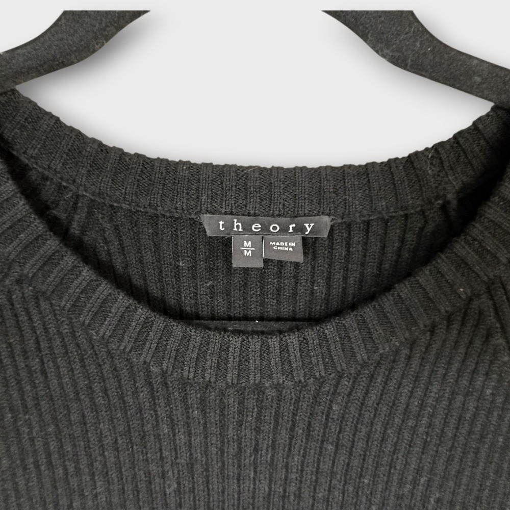 Theory Black Knit Houndstooth Dress Sz M Womens Career Professional Preppy - Picture 4 of 12